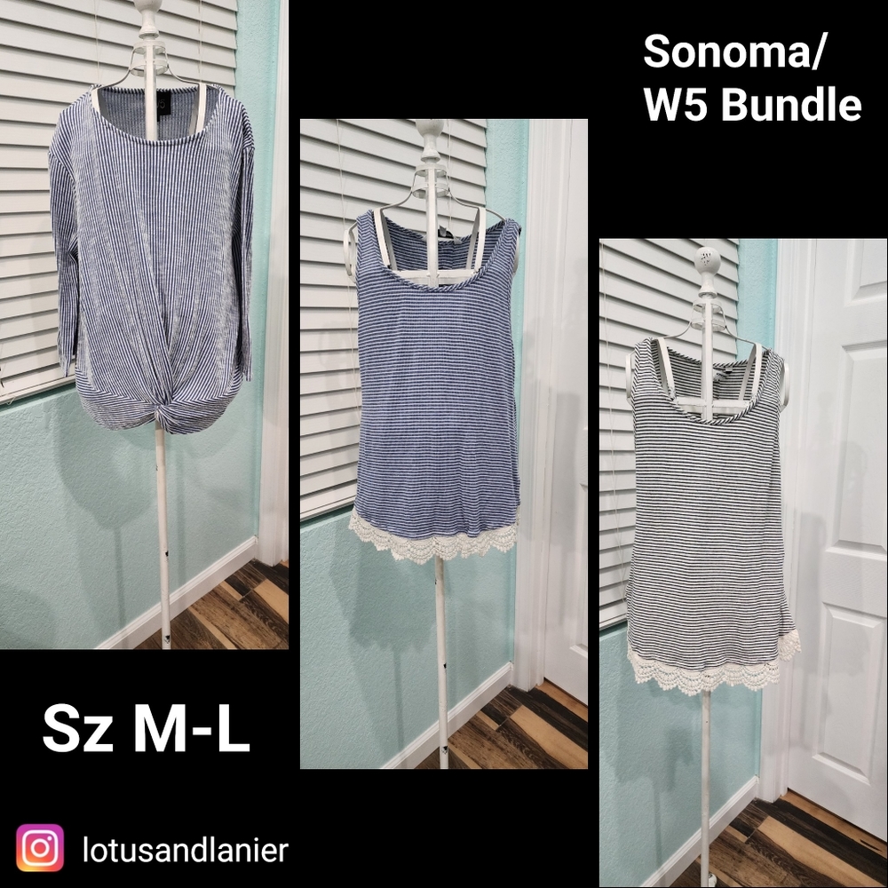 Sonoma/ W5 Striped T- Shirt  Bundle of 3  Sz M-L